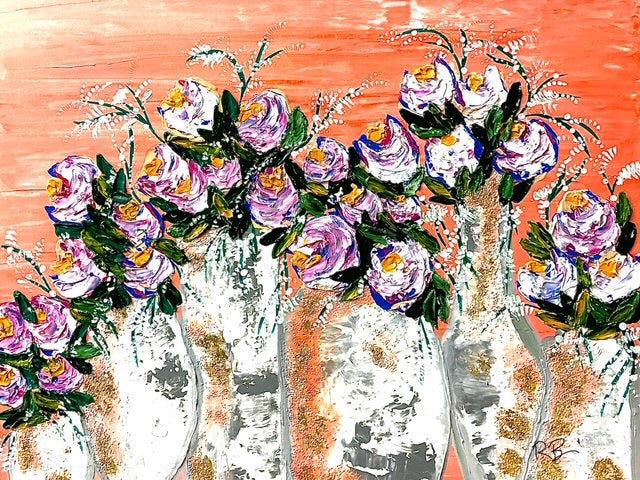 London- Beautiful Palette Knife Floral Painting