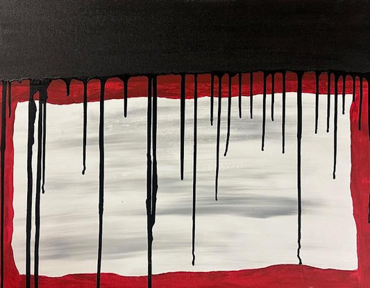 Black Drip- Abstract Painting with Black Liquid Acrylics