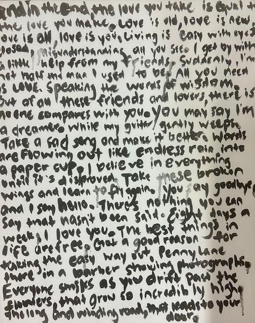 "Lyrics"- Painted Lyrics of Various Beatles Songs