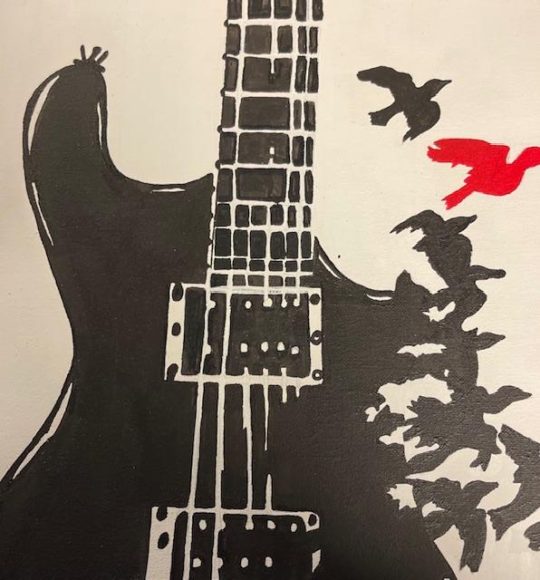 Elijah- Original Black and White Guitar Painting
